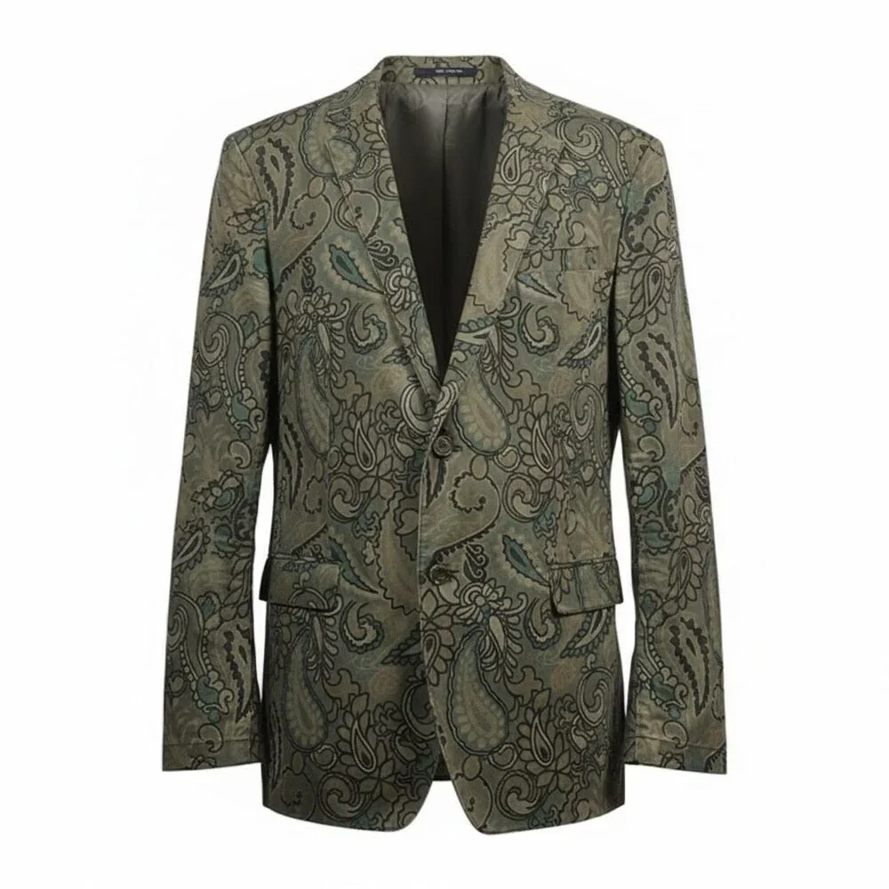 Bonobos Jetsetter Unconstructed Blazer 44L Slim Fit Green Blue Paisley Jacket